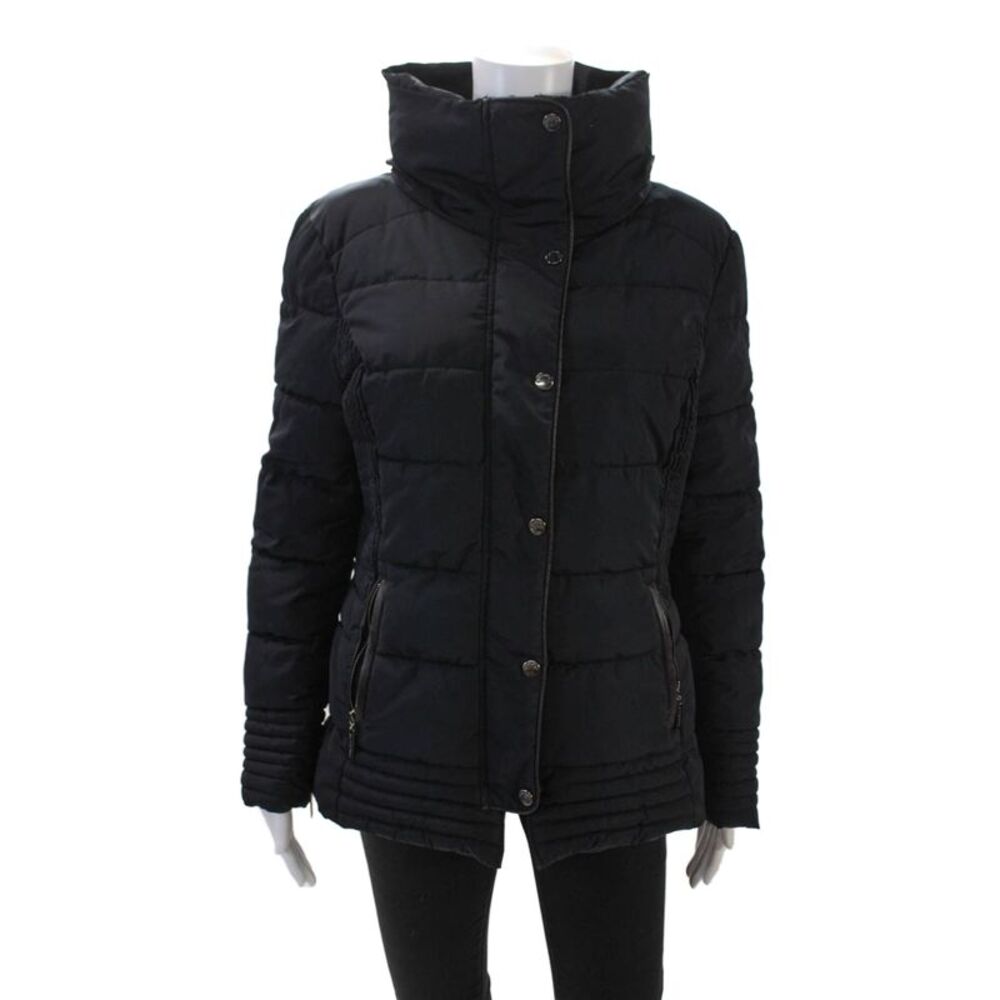 Rino and Pelle Womens Full Zip High Neck Quilted Puffer Coat Navy Size 38
